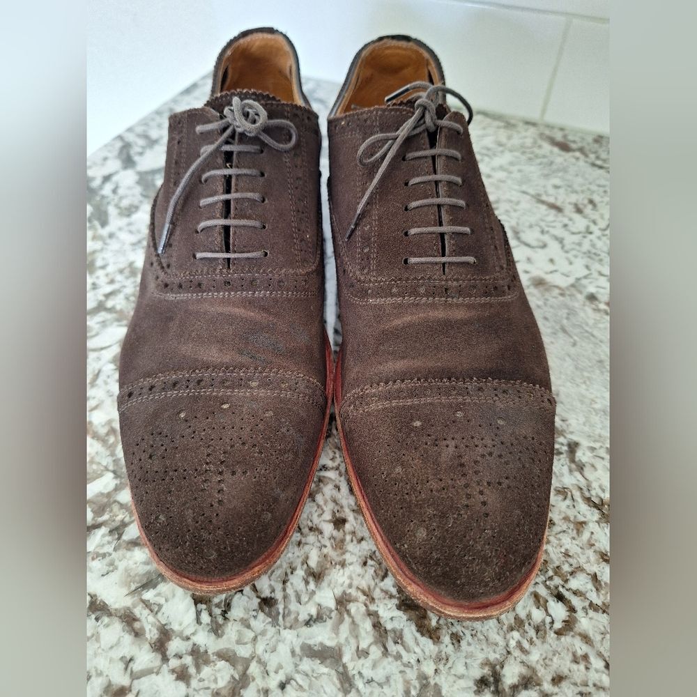 John Fluevog Brown Suede Oxford Dress Shoes Lace Up Mens 9